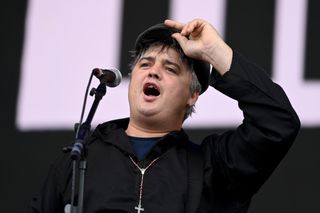 Pete Doherty singing at Glastonbury Festival