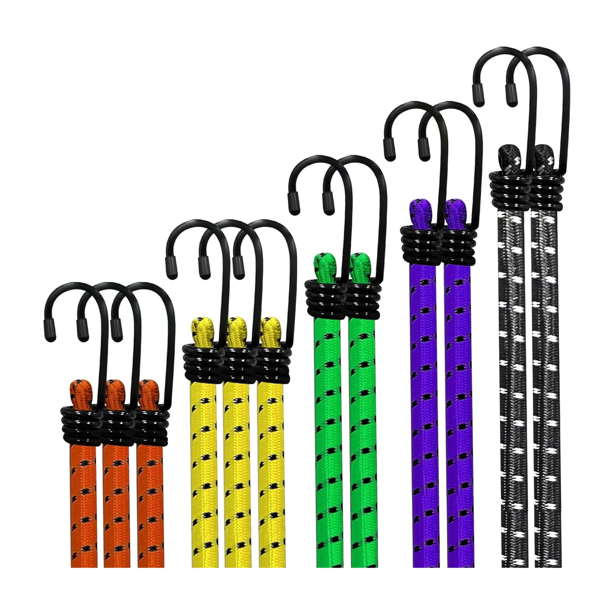 12-Piece Bungee Cords Set With Hooks