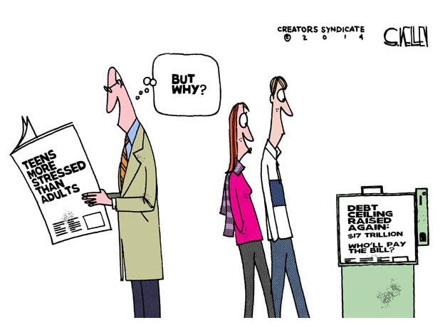 Editorial cartoon debt limit teens stressed