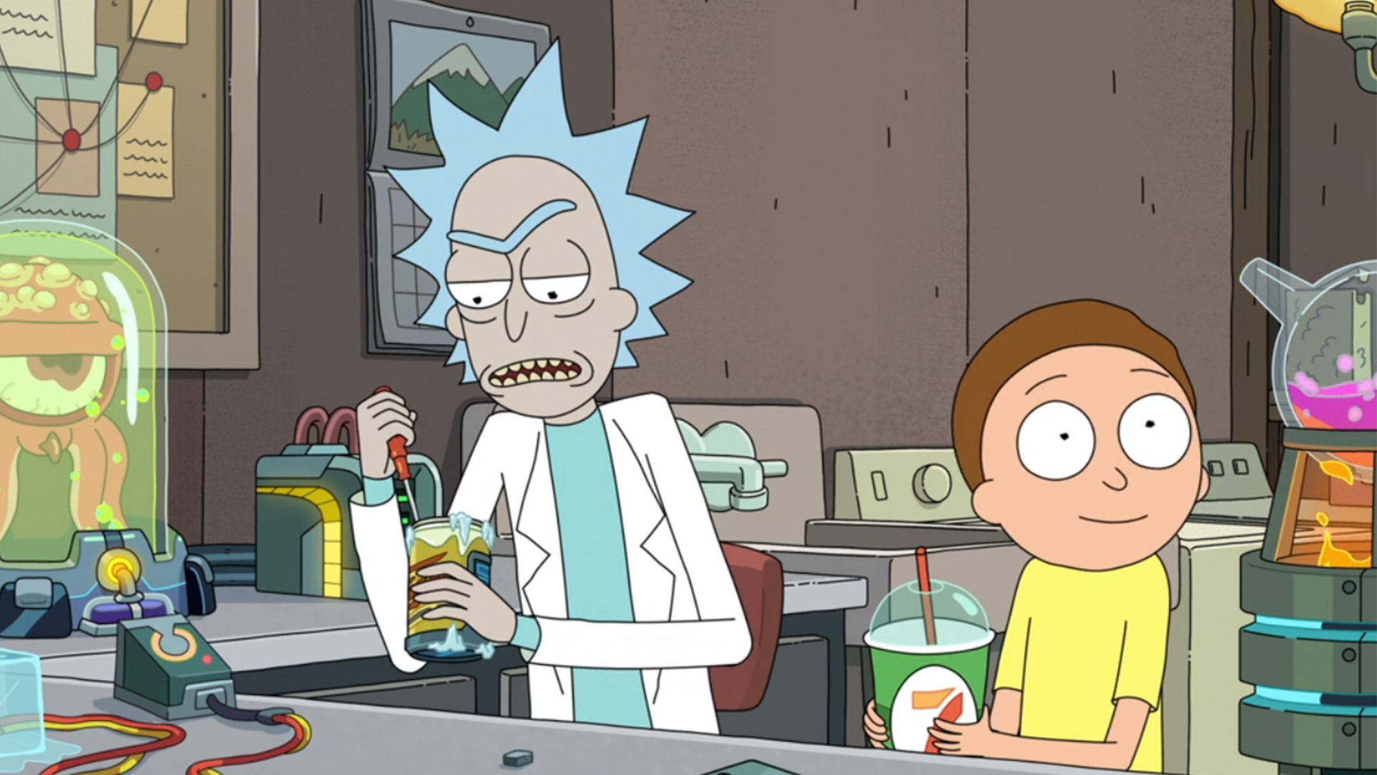 Rick and Morty in Rick's lab