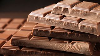Slabs of milk chocolate piled on top of each other