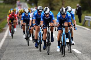 LEKUNBERRI SPAIN OCTOBER 21 Imanol Erviti of Spain and Movistar Team Marc Soler Gimenez of Spain and Movistar Team Carlos Verona Quintanilla of Spain and Movistar Team during the 75th Tour of Spain 2020 Stage 2 a 1516km stage from Pamplona to Lekunberri lavuelta LaVuelta20 La Vuelta on October 21 2020 in Lekunberri Spain Photo by David RamosGetty Images