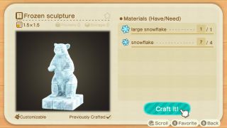 Animal Crossing: New Horizons Frozen DIY recipes