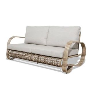 Wicker Outdoor Loveseat with Gray cushions