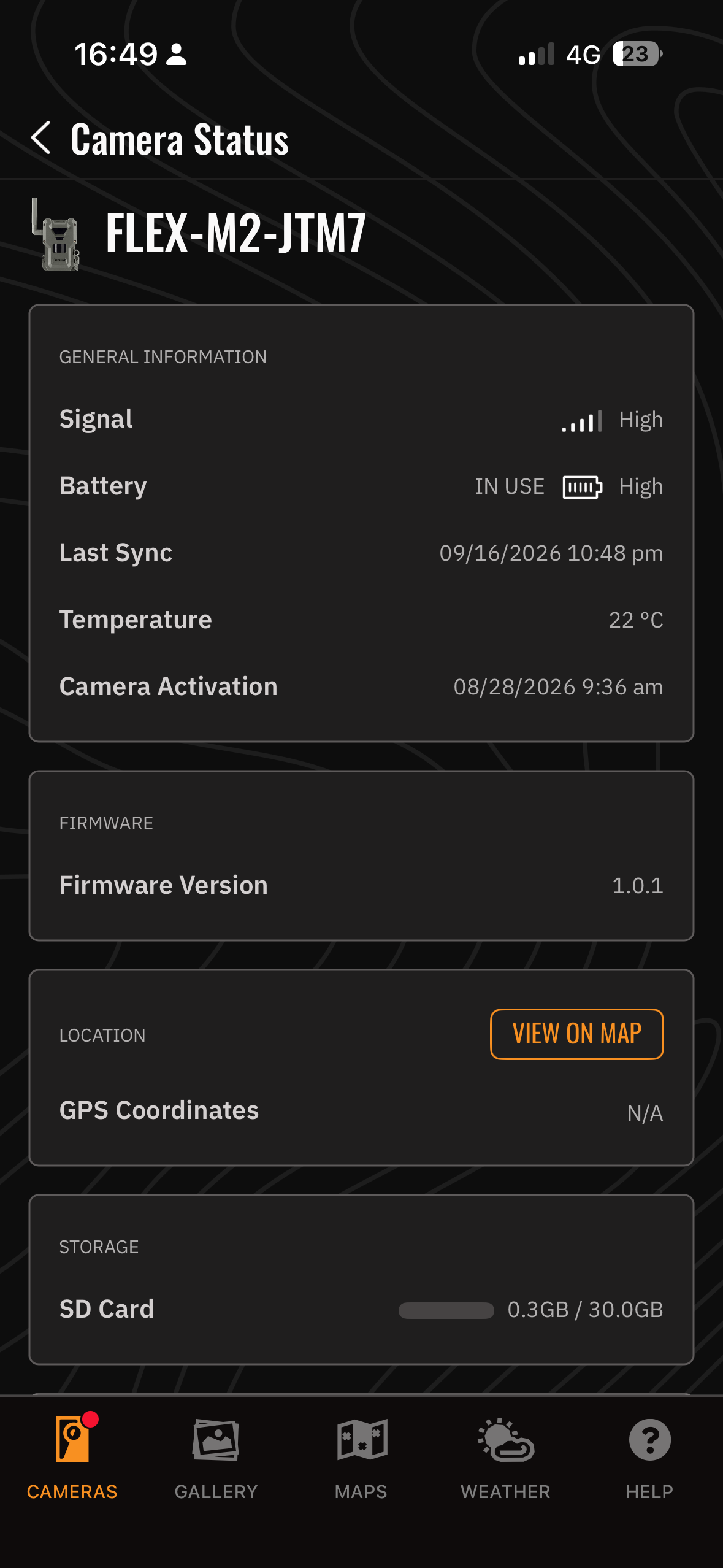 Screenshots from the Spypoint app