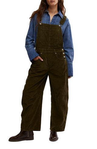 Good Luck Barrel Leg Corduroy Overalls