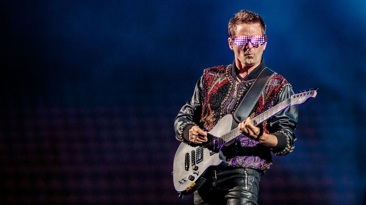 Matthew Bellamy of Muse performs at the San Siro Stadium on July 12, 2019 in Milan, Italy.