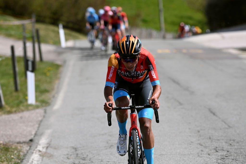 RITTEN ITALY APRIL 18 Santiago Buitrago of Colombia and Team Bahrain Victorious attacks during the 46th Tour of the Alps 2023 Stage 2 a 1652km stage from Reith im Alpbachtal to Ritten 1174m on April 18 2023 in Reith im Alpbachtal Italy Photo by Tim de WaeleGetty Images