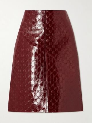 Embossed Crinkled Patent-Leather Skirt