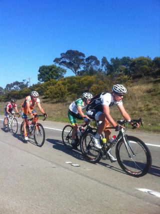 The bunch was strung out early on the Goulburn to Sydney Cycle Classic.