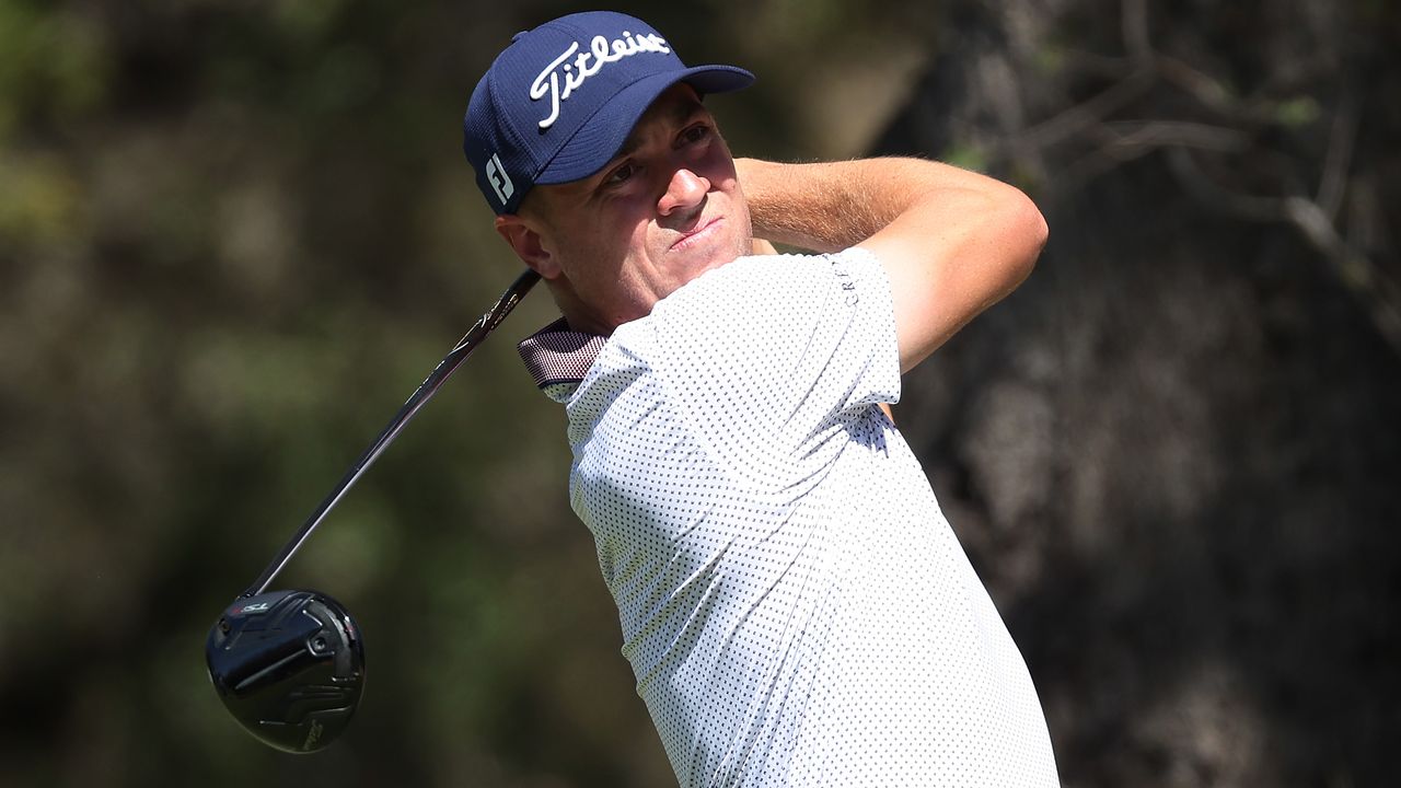 Justin Thomas takes a tee shot at the 2022 WGC-Match Play