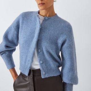 John Lewis Alpaca Wool Blend Cardigan in China Blue