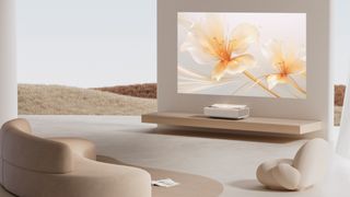 Xgimi Aura 2 UST on stand in living room