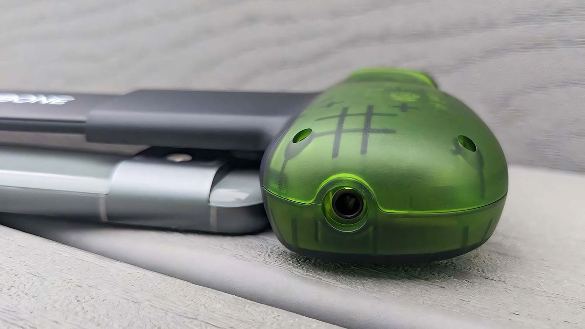 Closeup of the Backbone One Xbox Edition headphone jack.