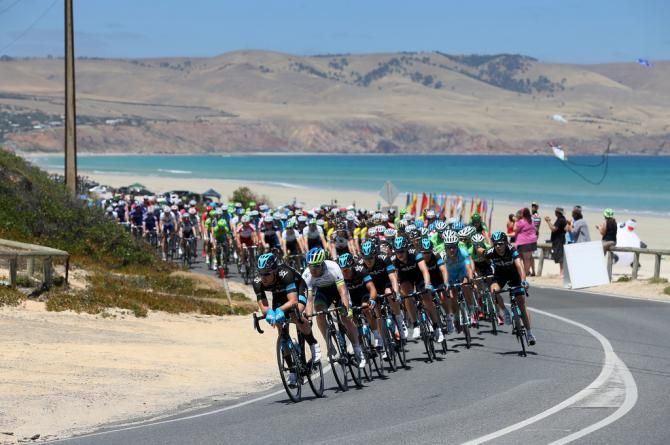 Team Sky and Orica-GreenEdge controlling the peloton