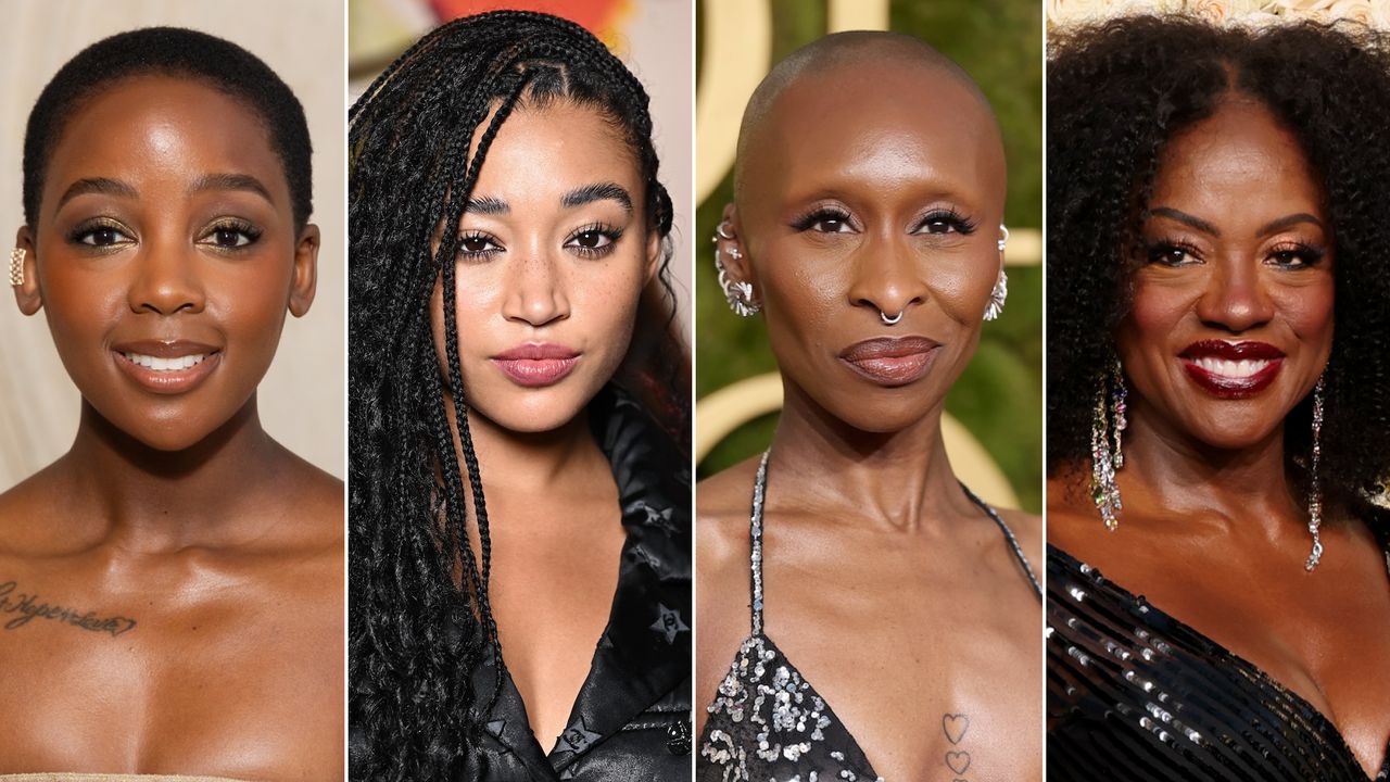 A four-split image of Thuso Mbedu, Amandla Stenberg, Cynthia Erivo, and Viola Davis.