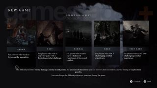 Banishers: Ghosts of New Eden difficulty levels on new game screen