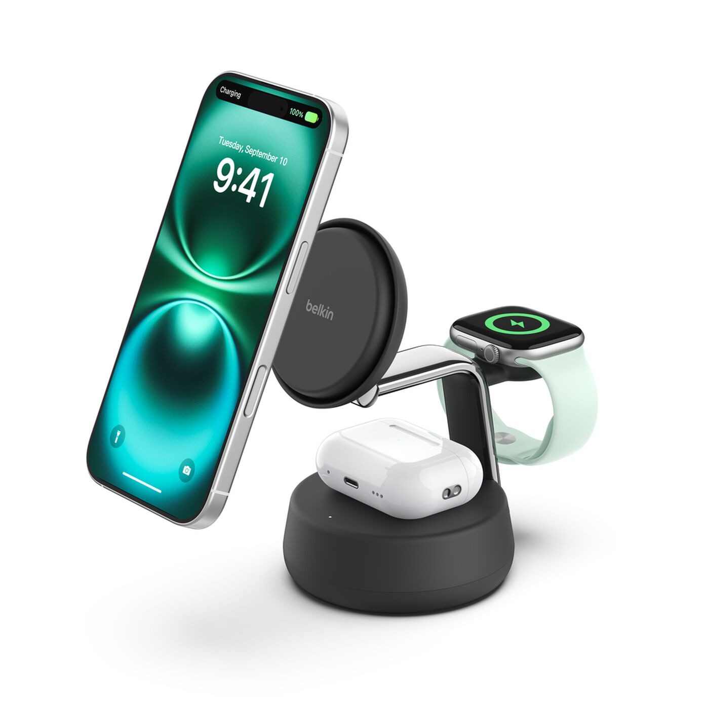 The Belkin UltraCharge Pro 3-in-1 Magnetic Charging Dock with Qi2 25W