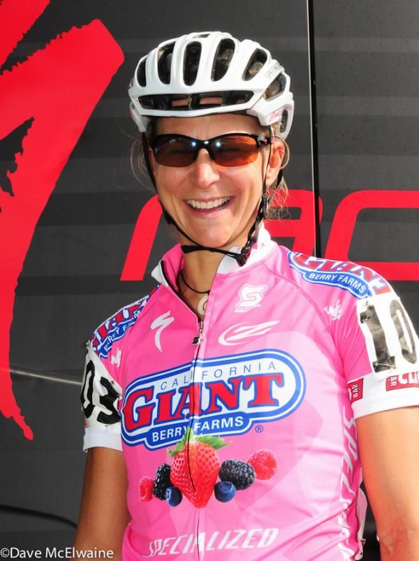 Meredith Miller (California Giant Berries) broke out the pink skinsuit for Breast Cancer Awareness Month
