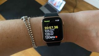 A photo of the Apple Watch series 6 after a HIIT class