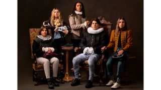 Specialized team riders posing in a Renaissance style