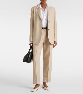 Single-Breasted Linen-Blend Blazer