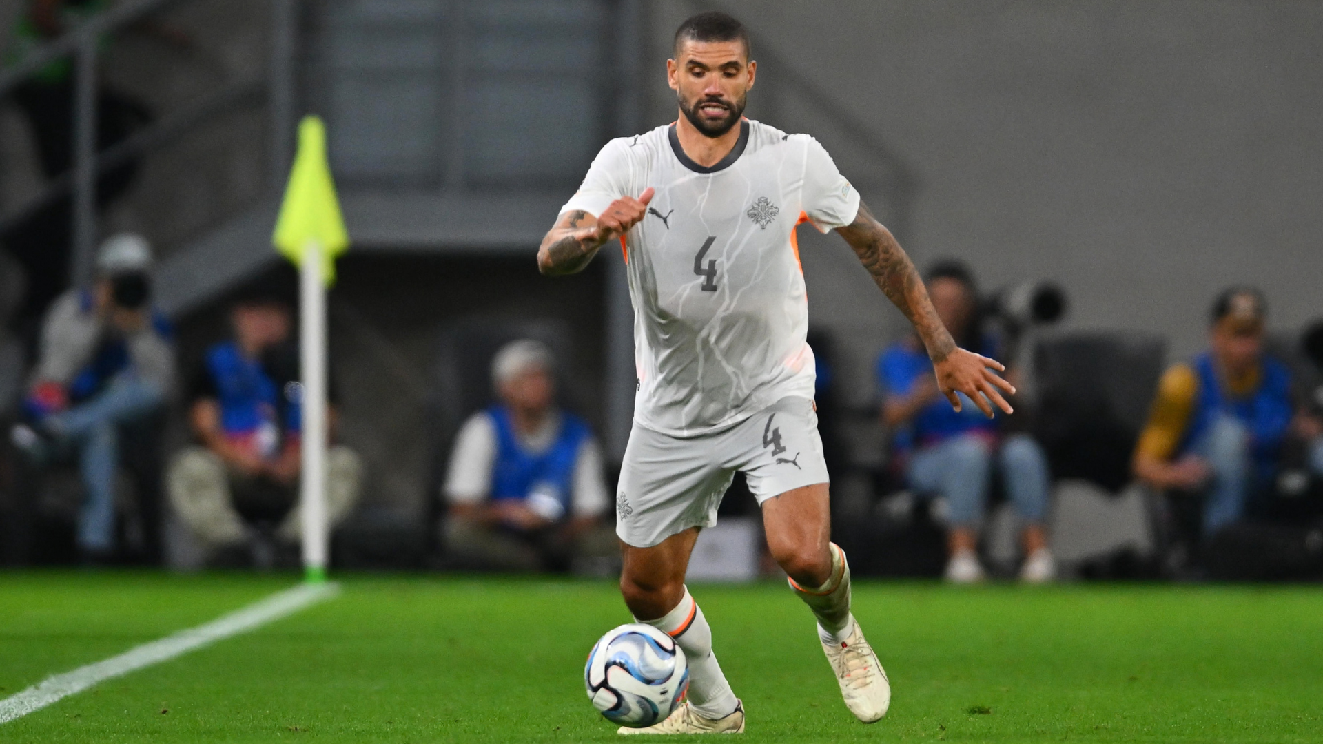 Victor Palsson plays during the UEFA Nations League game between Luxembourg and Iceland, at Stade de Luxembiurg,in Luxembourg, Luxemburg, 30 September 2026.