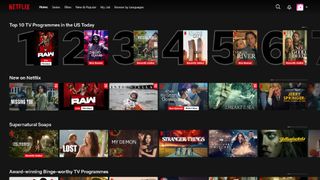 Screenshot of Netflix homepage