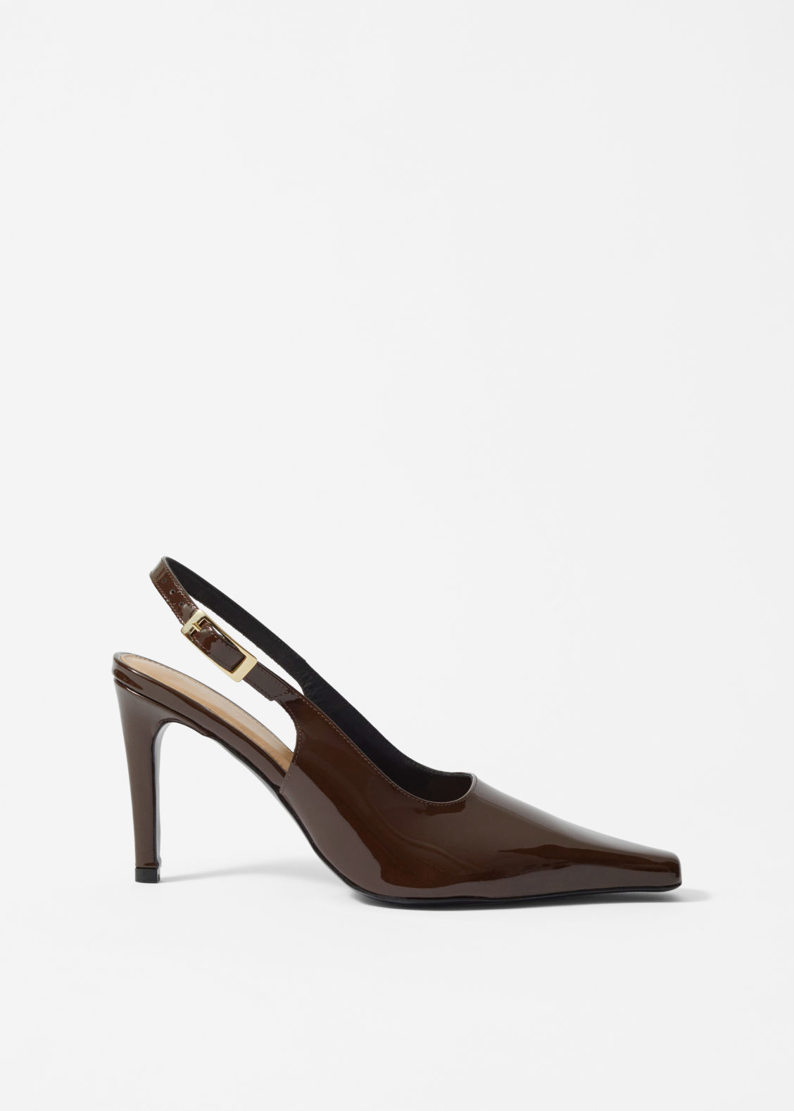 patent leather sloundback pump