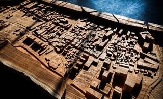 The aerial view wooden model of Slave Island