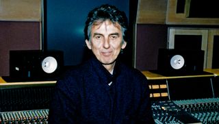 Musician George Harrison (1943 - 2001) poses for a portrait at Capitol Records in Los Angeles, California, circa 2000. 
