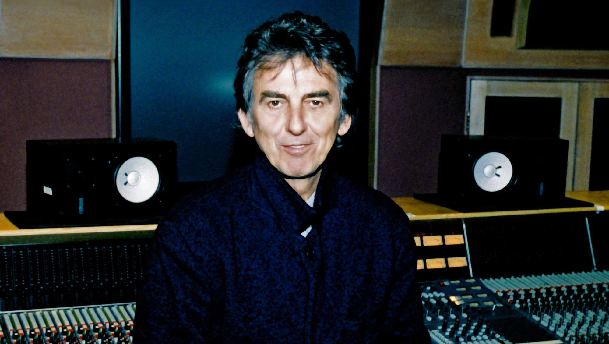 Musician George Harrison (1943 - 2001) poses for a portrait at Capitol Records in Los Angeles, California, circa 2000.