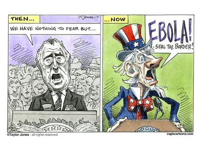 Political cartoon FDR fear Ebola U.S.