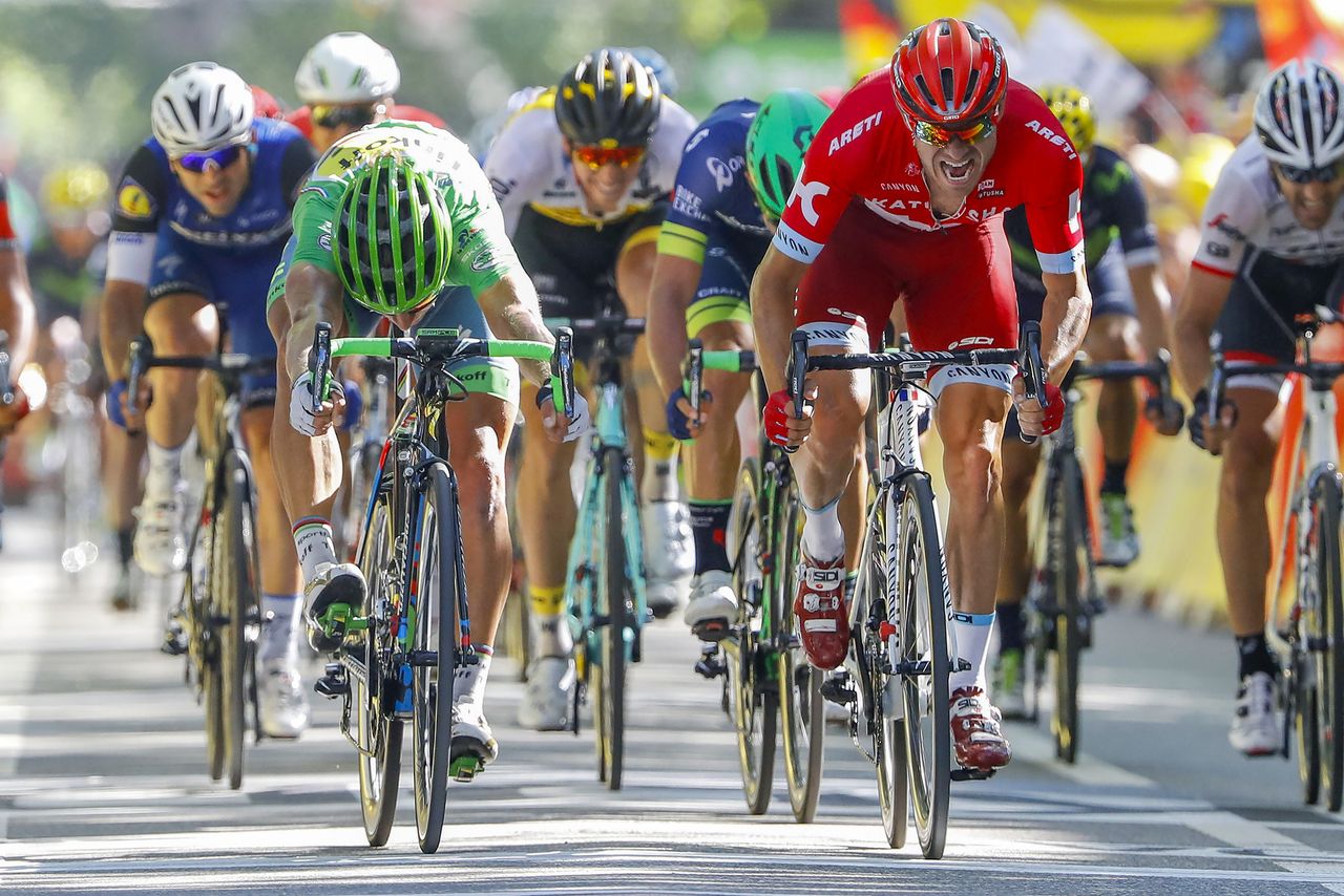 Alexander Kristoff (Katusha) just about had the stage win