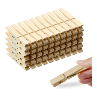 A pack of wooden clothespins