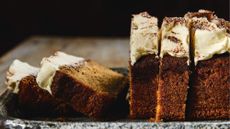 tiramisu loaf cake, sliced
