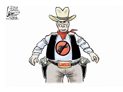 Political cartoon gun rights Bloomberg