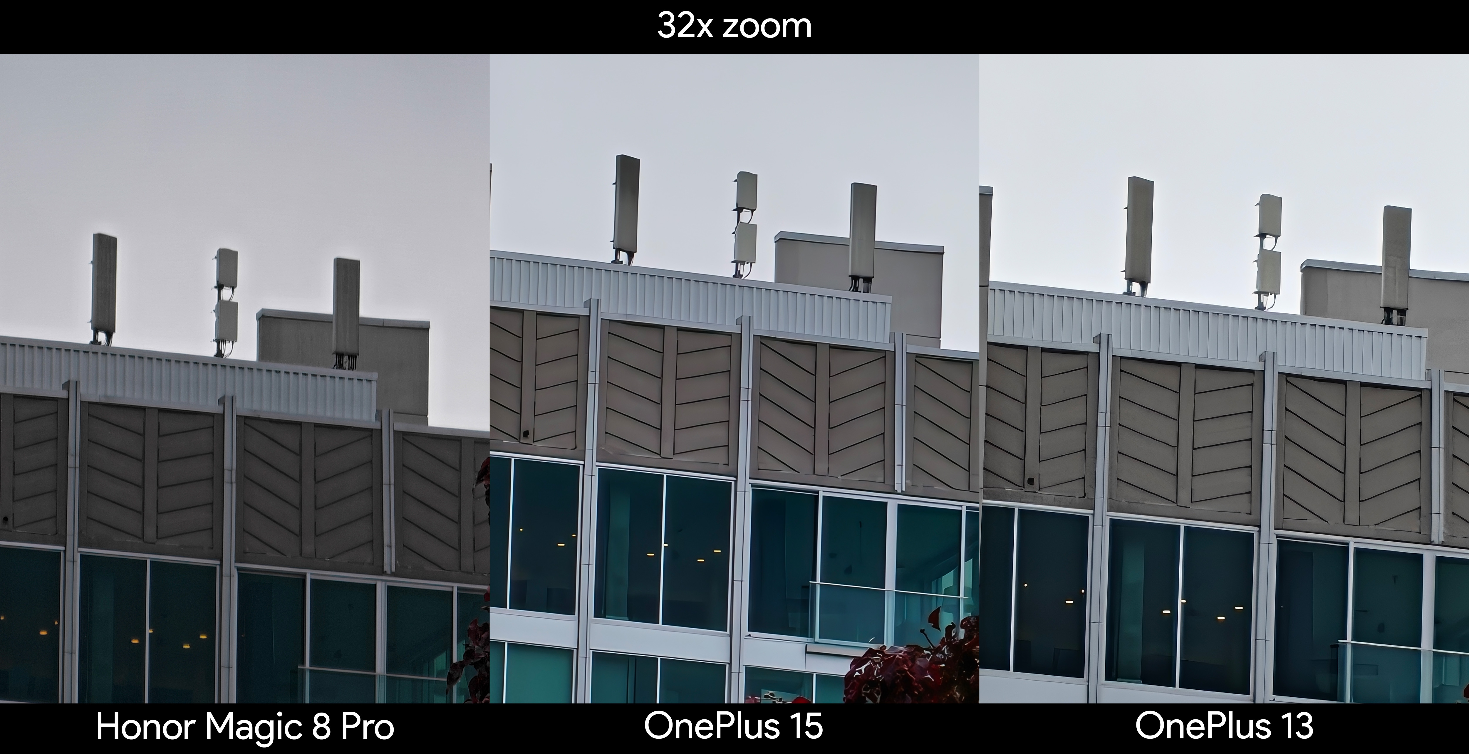 Camera samples from the OnePlus 15 showing 32x zoom quality