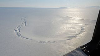 An aerial photo of the depression from the side