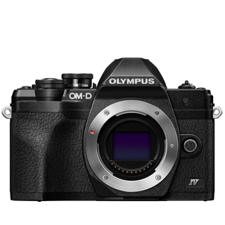 Olympus OM-D E-M10 Mark IV mirrorless camera on a white background