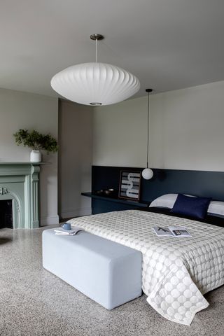 Blue minimalist bedroom