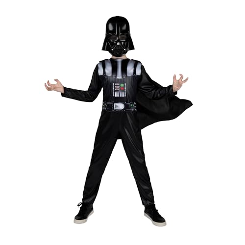 Star Wars Darth Vader Official Youth Costume - Printed Jumpsuit With Cape and Plastic Mask