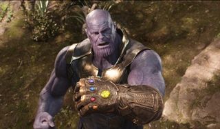 Thanos with the completed Infinity Gauntlet in Avengers Infinity War