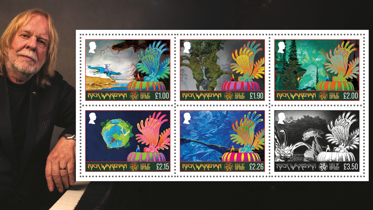 Rick Wakeman&#039;s Isle of Man Stamps &amp; Coins stamp set, designed by Roger Dean