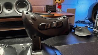 The Thrustmaster T.Flight Hotas One flight stick on a desk