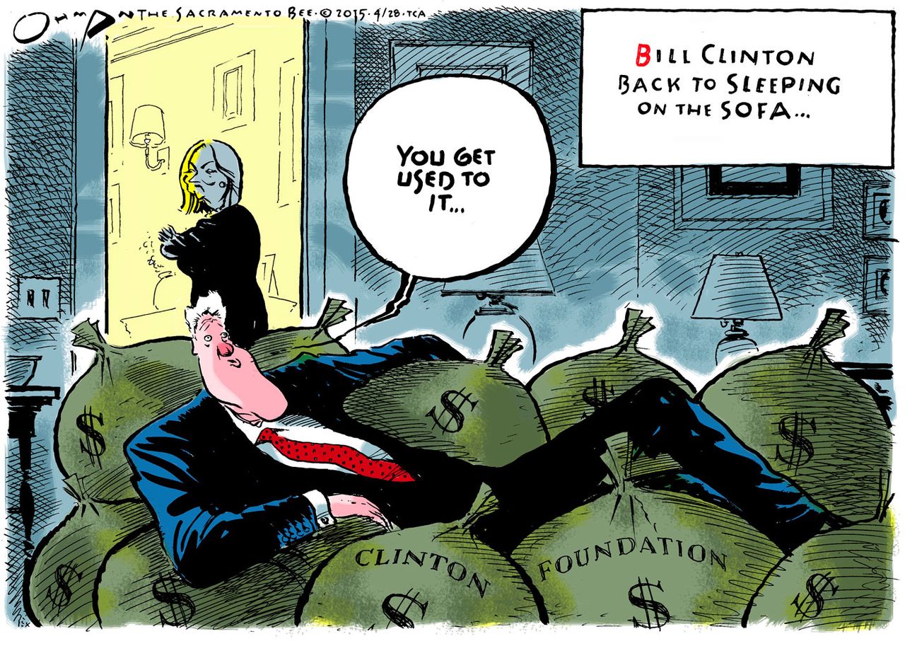 Political cartoon U.S. Bill Hillary Clinton