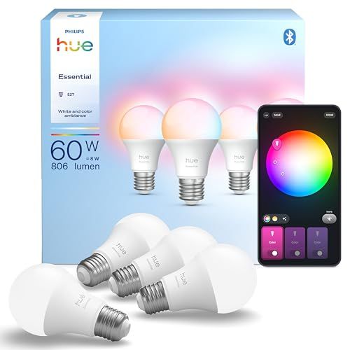 Essential A60 LED Smart Bulb (4 pack), White and Color Ambiance