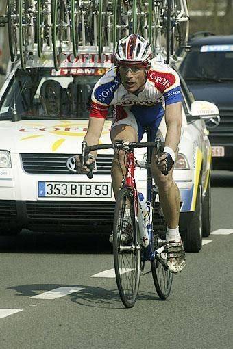 A Cofidis rider gives chase.