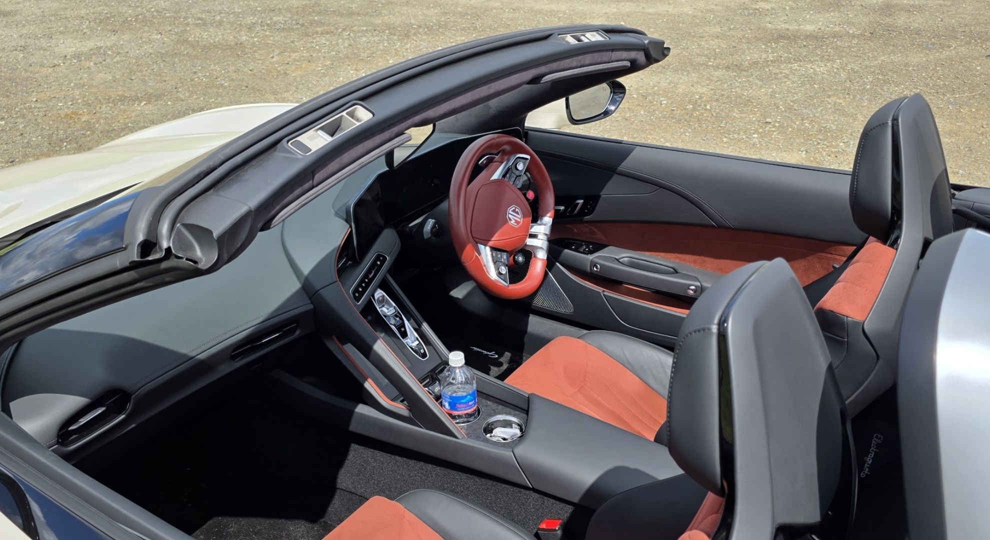 The interior of the MG Cyberster electric sports car