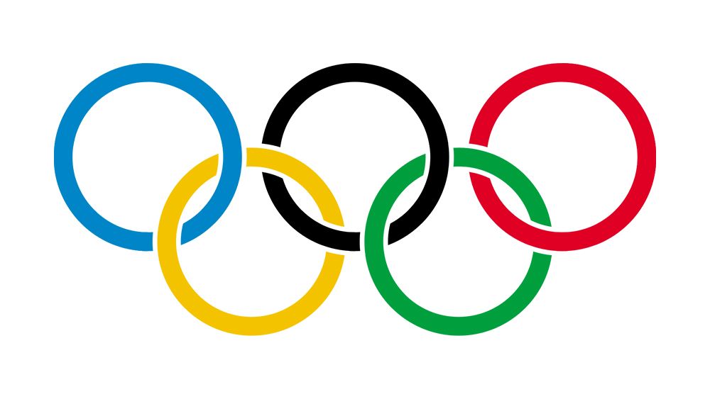 The Olympics logos on a white background: the Olympic rings logo